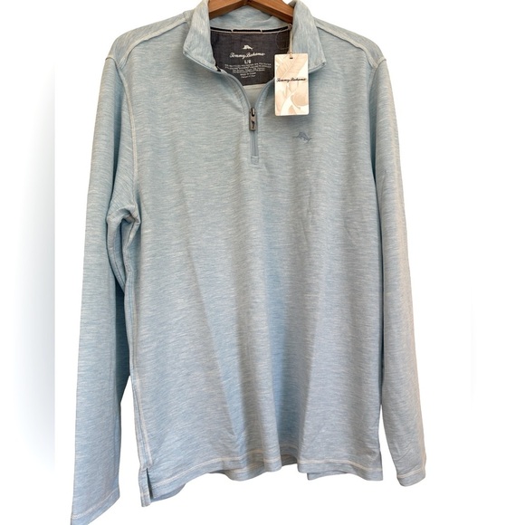 Tommy Bahama Men’s Long Sleeved Half  Zipped Blue Shirt Large - Picture 2 of 16